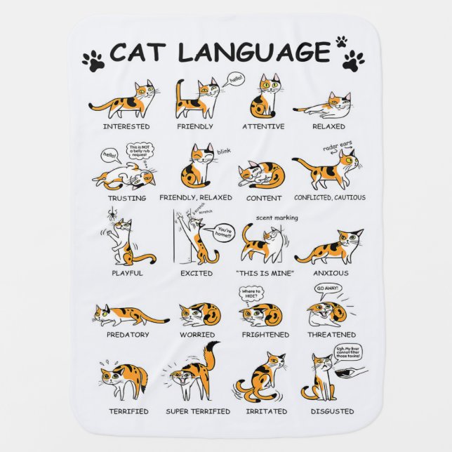 Cat Language, Funny Cat Kitten, Love Cat Gift Idea Baby Blanket (Front)