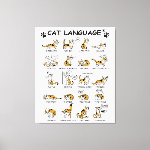 Cat Language Funny Cat Kitten Love Cat Gift Idea Canvas Print