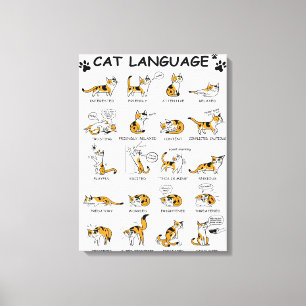 Cat Language, Funny Cat Kitten, Love Cat Gift Idea Canvas Print