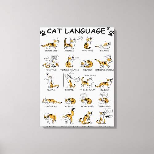 Cat Language Funny Cat Kitten Love Cat Gift Idea Canvas Print
