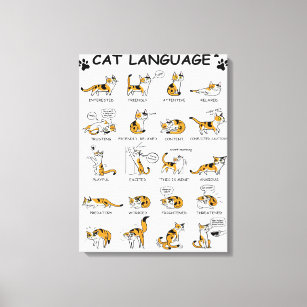 Cat Language, Funny Cat Kitten, Love Cat Gift Idea Canvas Print