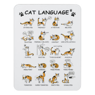 Cat Language, Funny Cat Kitten, Love Cat Gift Idea Door Sign