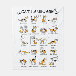 Cat Language, Funny Cat Kitten, Love Cat Gift Idea Fleece Blanket