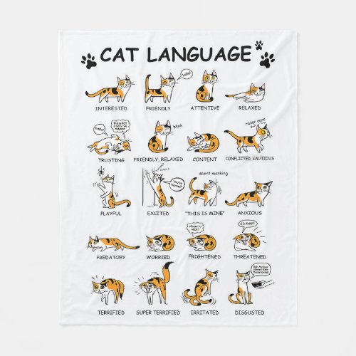 Cat Language Funny Cat Kitten Love Cat Gift Idea Fleece Blanket
