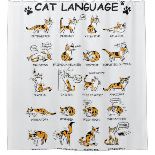 Cat Language, Funny Cat Kitten, Love Cat Gift Idea Shower Curtain