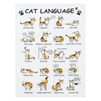 Cat Language, Funny Cat Kitten, Love Cat Gift Idea Tablecloth