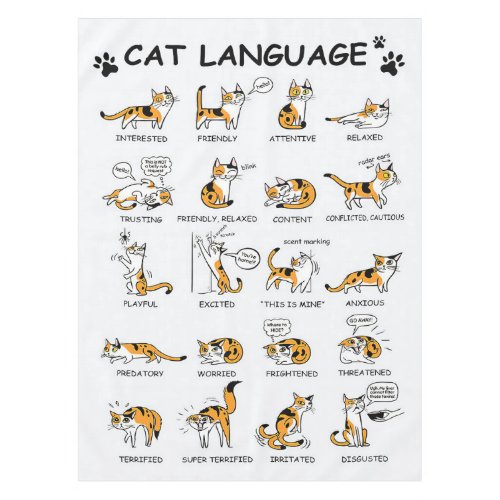 Cat Language Funny Cat Kitten Love Cat Gift Idea Tablecloth