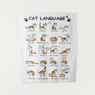 Cat Language, Funny Cat Kitten, Love Cat Gift Idea Tapestry