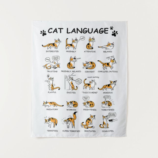 Cat Language, Funny Cat Kitten, Love Cat Gift Idea Tapestry (Front)
