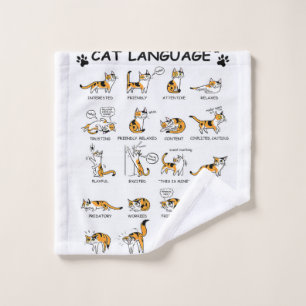 Cat Language, Funny Cat Kitten, Love Cat Gift Idea Wash Cloth