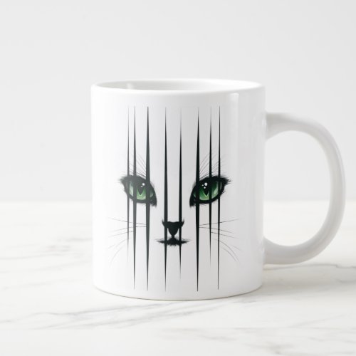 Cat Large Green Eyes Modern Cat Lover  Giant Coffee Mug