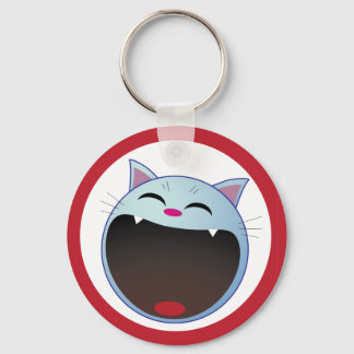 cat laughing keychain
