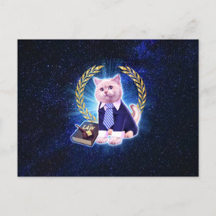 Cat lawyer in space                                postcard