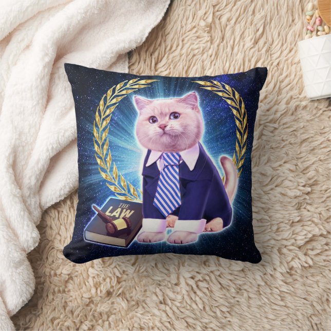 Cat lawyer in space                                throw pillow (Blanket)