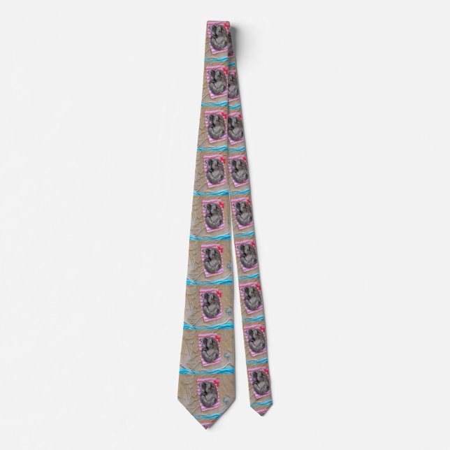 Cat lay on the beach neck tie (Front)