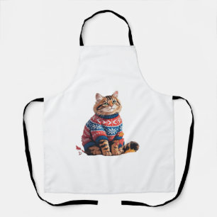 Cat Leaf Fall Hello Autumn Funny Cat Kitten Lover Apron