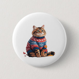 Cat Leaf Fall Hello Autumn Funny Cat Kitten Lover  Button