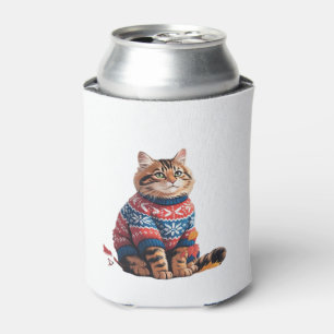 Cat Leaf Fall Hello Autumn Funny Cat Kitten Lover Can Cooler