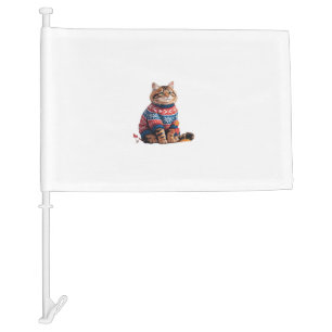 Cat Leaf Fall Hello Autumn Funny Cat Kitten Lover Car Flag