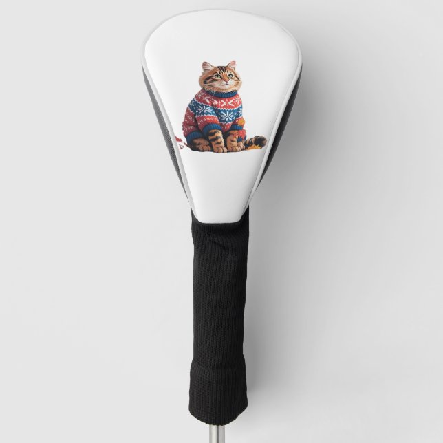 Cat Leaf Fall Hello Autumn Funny Cat Kitten Lover  Golf Head Cover (Front)