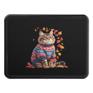 Cat Leaf Fall Hello Autumn Funny Cat Kitten Lover Hitch Cover