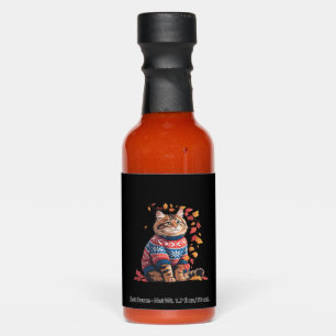 Cat Leaf Fall Hello Autumn Funny Cat Kitten Lover Hot Sauces