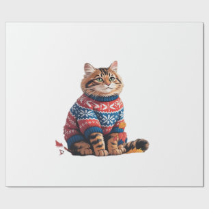Cat Leaf Fall Hello Autumn Funny Cat Kitten Lover  Wrapping Paper