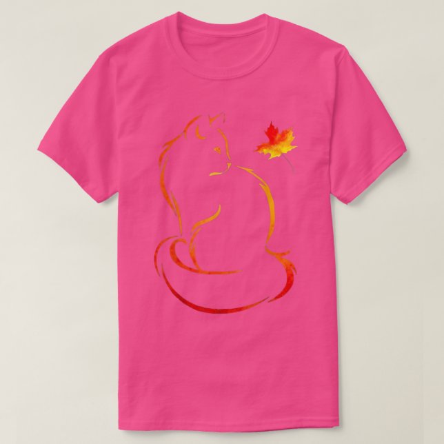 Cat Leaf Fall Hello Autumn  T-Shirt (Design Front)