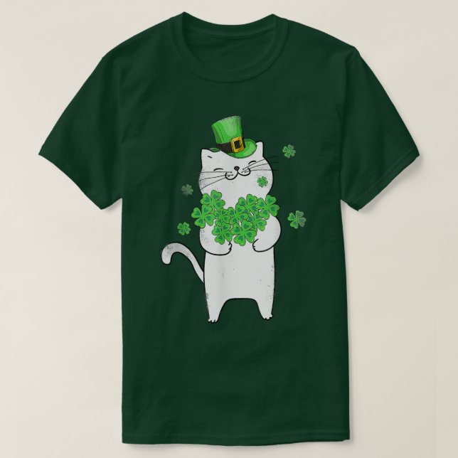Cat Leprechaun Cat Lover Shamrock St Patrick's Day T-Shirt (Design Front)