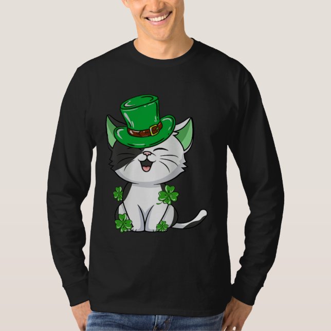Cat Leprechaun  Cat  Shamrock St Patrick s Day T-Shirt (Front)