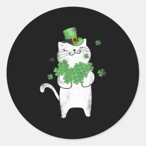 Cat Leprechaun Cat Shamrock St PatrickS Day Classic Round Sticker