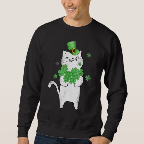 Cat Leprechaun Cat  Shamrock St Patricks Day Sweatshirt