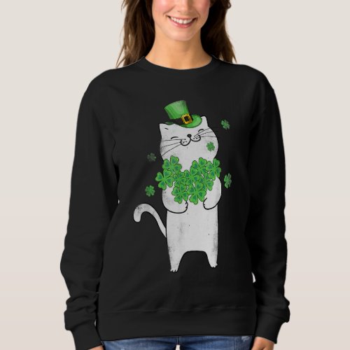 Cat Leprechaun Cat  Shamrock St Patricks Day Sweatshirt