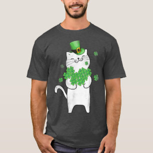Cat Leprechaun Cute Cat Lover Shamrock St Patrick' T-Shirt