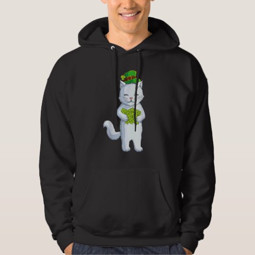 Cat Leprechaun Happy St Patricks Day Irish Shamroc Hoodie