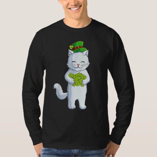 Cat Leprechaun Happy St Patricks Day Irish Shamroc T_Shirt