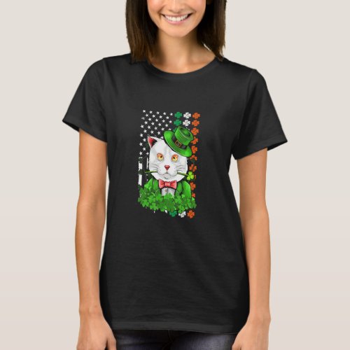 Cat Leprechaun St Patricks Day Cat Lover Shamrock  T_Shirt