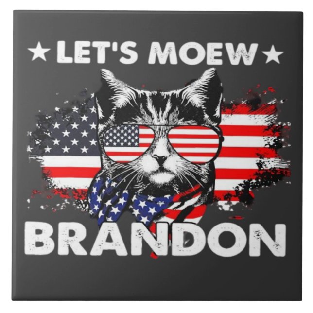 Cat Lets Meow  Ceramic Tile (Front)