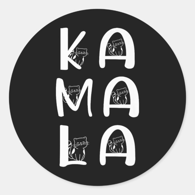Cat Lettering Positive Kamala Harris Walz Waltz  Classic Round Sticker (Front)