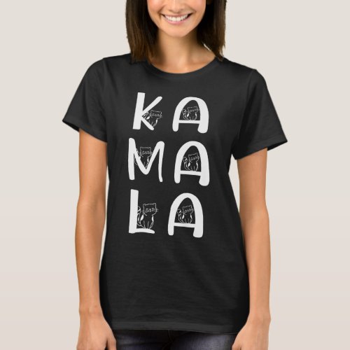 Cat Lettering Positive Kamala Harris Walz Waltz  T_Shirt