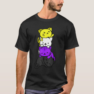 Cat LGBTQ Rainbow LGBT Nonbinary Pride Flag T-Shirt