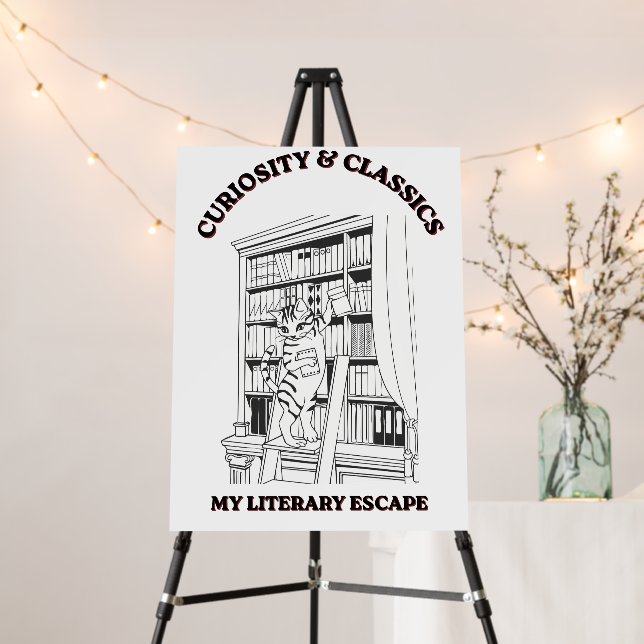 Cat Librarian Aesthetic Art Poster  (In Situ (Stand))