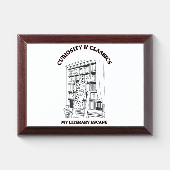 Cat Librarian Aesthetic Art Poster  Award Plaque (Horizontal)