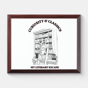 Cat Librarian Aesthetic Art Poster Award Plaque