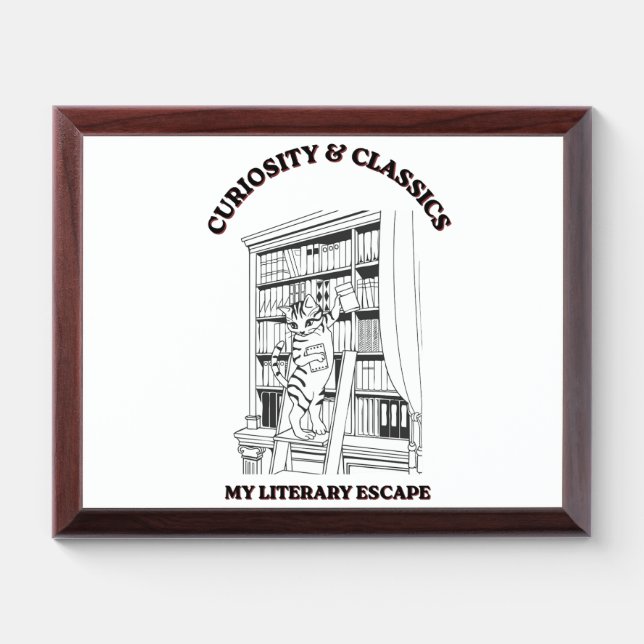 Cat Librarian Aesthetic Art Poster  Award Plaque (Horizontal)