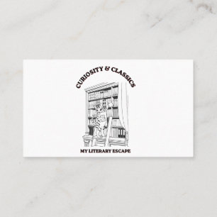 Cat Librarian Aesthetic Art Poster Business Card