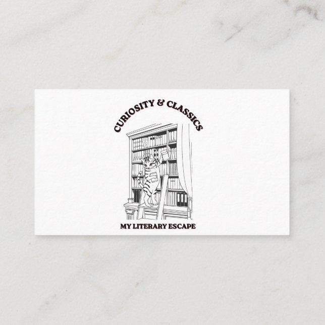 Cat Librarian Aesthetic Art Poster  Business Card (Back)