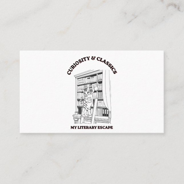 Cat Librarian Aesthetic Art Poster  Business Card (Front)
