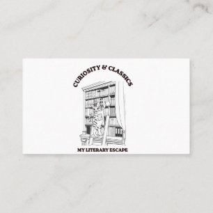Cat Librarian Aesthetic Art Poster Business Card