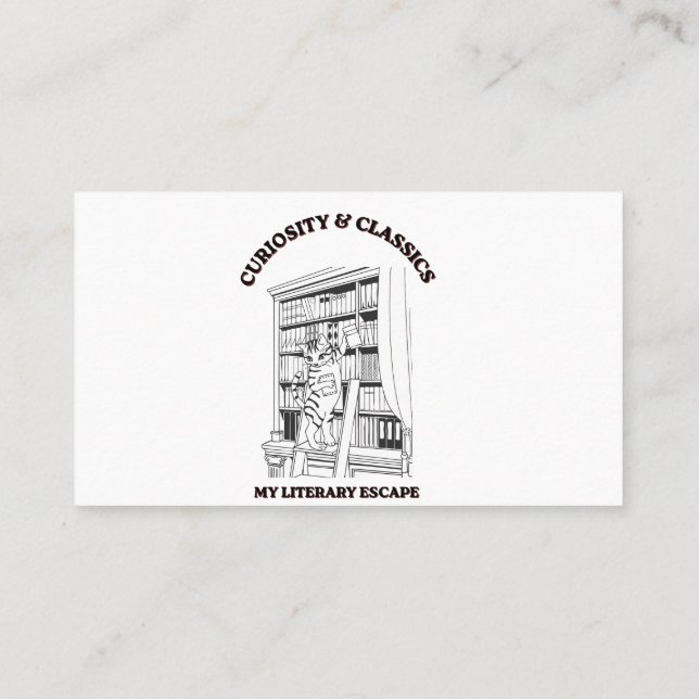Cat Librarian Aesthetic Art Poster  Business Card (Back)